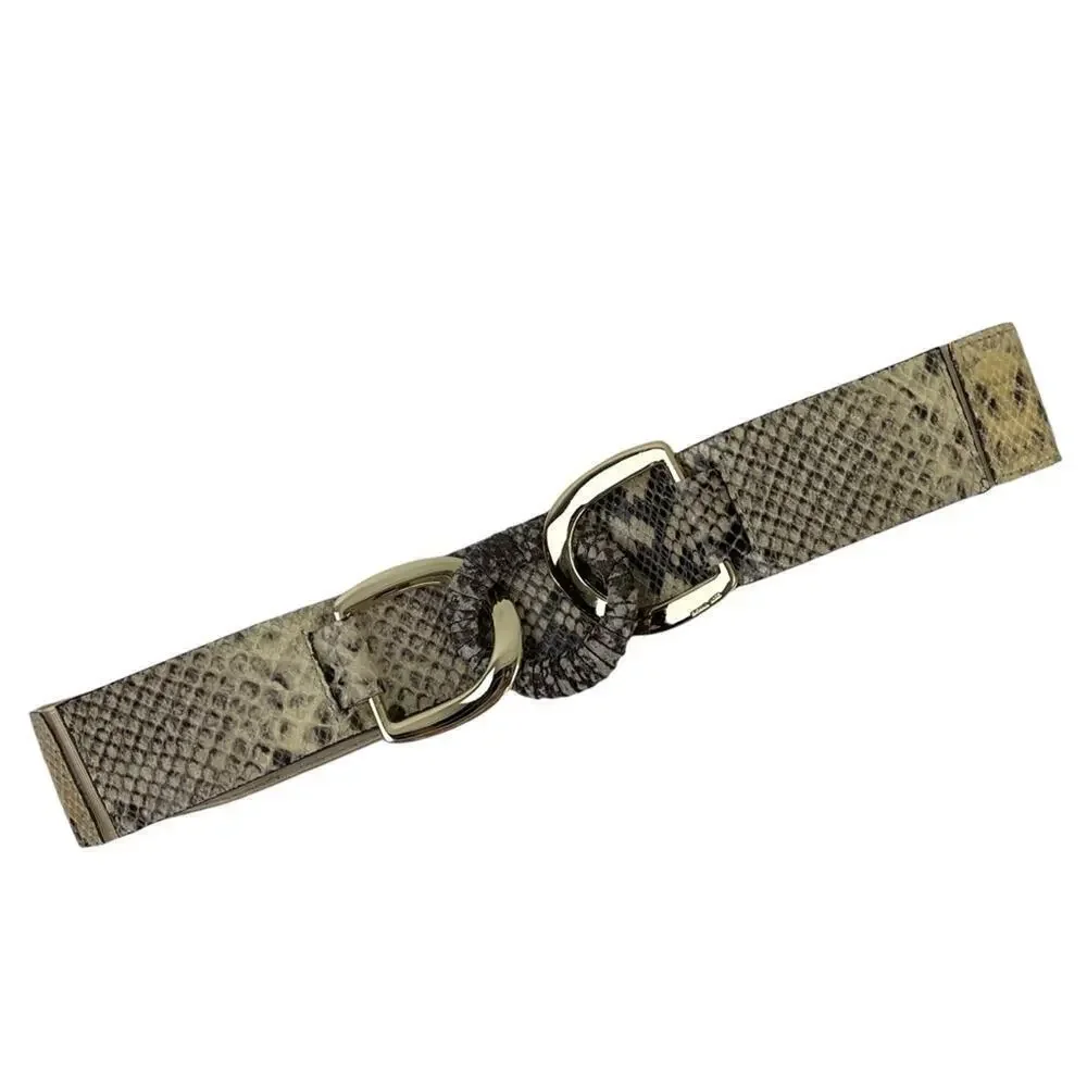 Michael Kors Snake Embossed Genuine Leather Belt Tan Gold Size M/L Style 555115